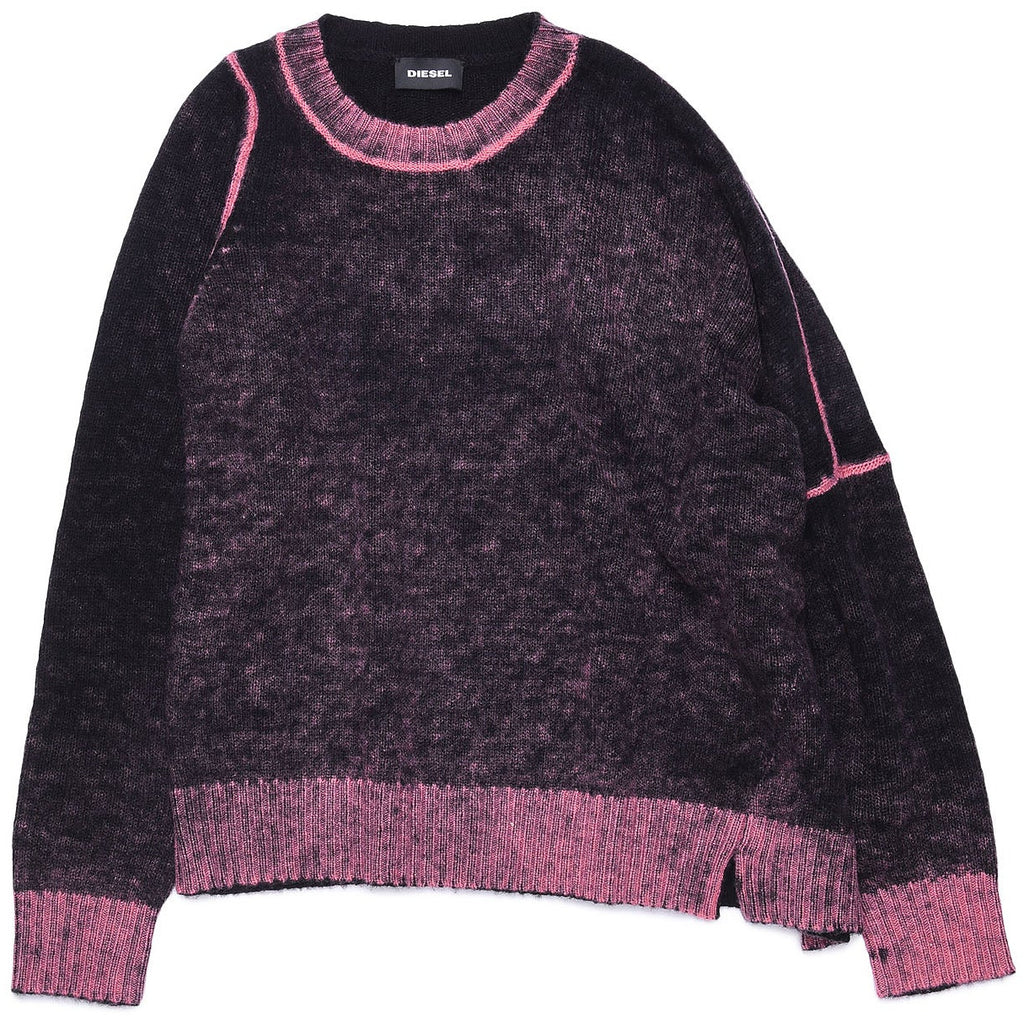 Diesel Girls Black Sweater with Pink Stitching - AUS OUTLET