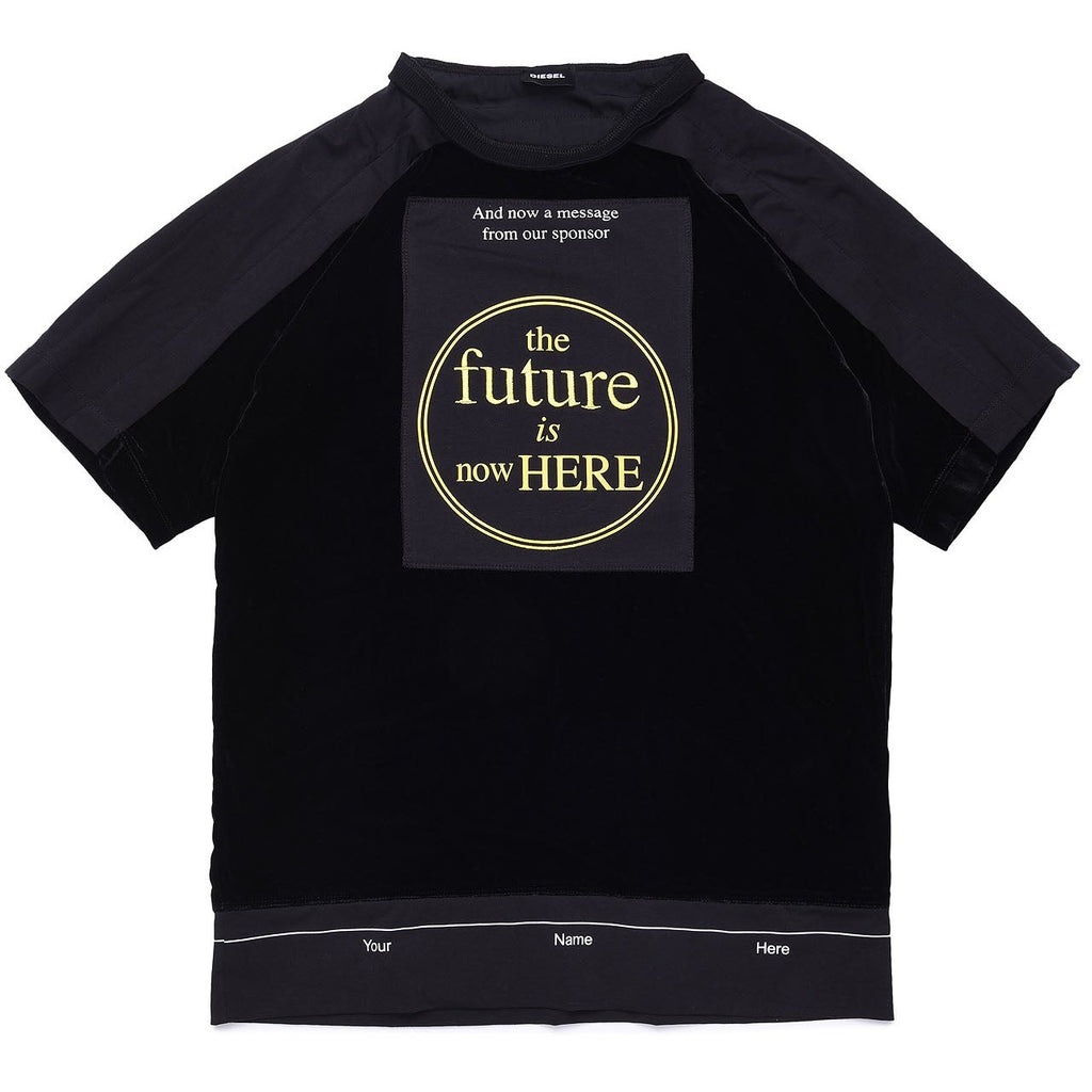 Diesel Girls Black 'The Future is Now Here' T-Shirt - AUS OUTLET