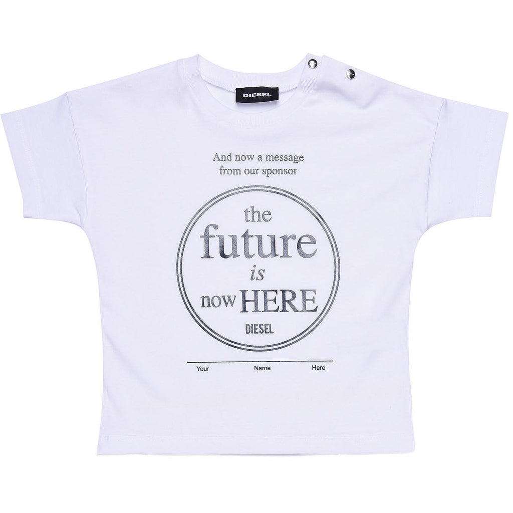 Diesel Babies White 'the Future is Now Here' T-shirt - AUS OUTLET