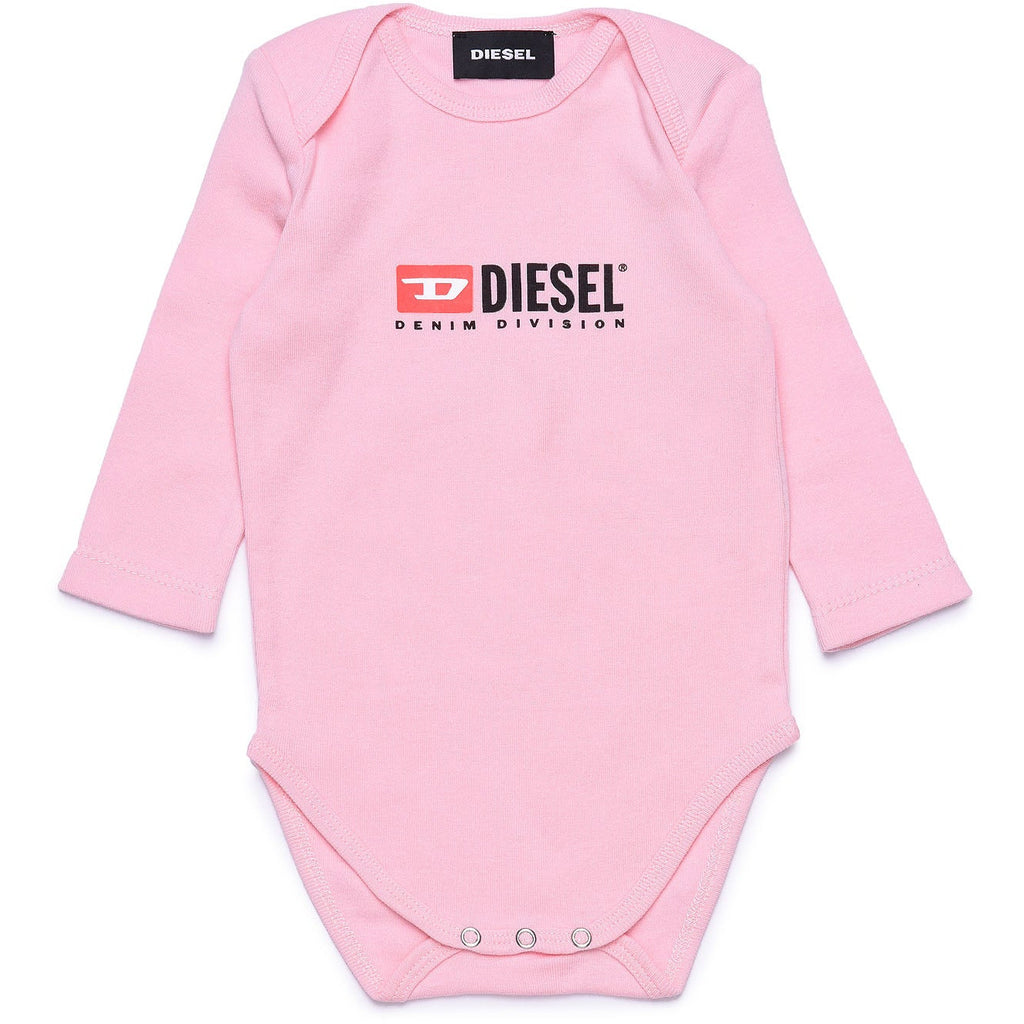 Diesel Babies Pink Baby Grow with Logo - AUS OUTLET