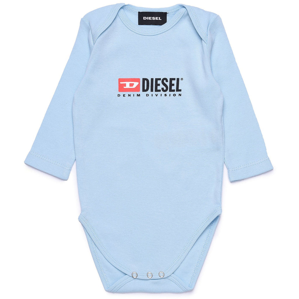 Diesel Babies Blue Baby Grow with Logo - AUS OUTLET
