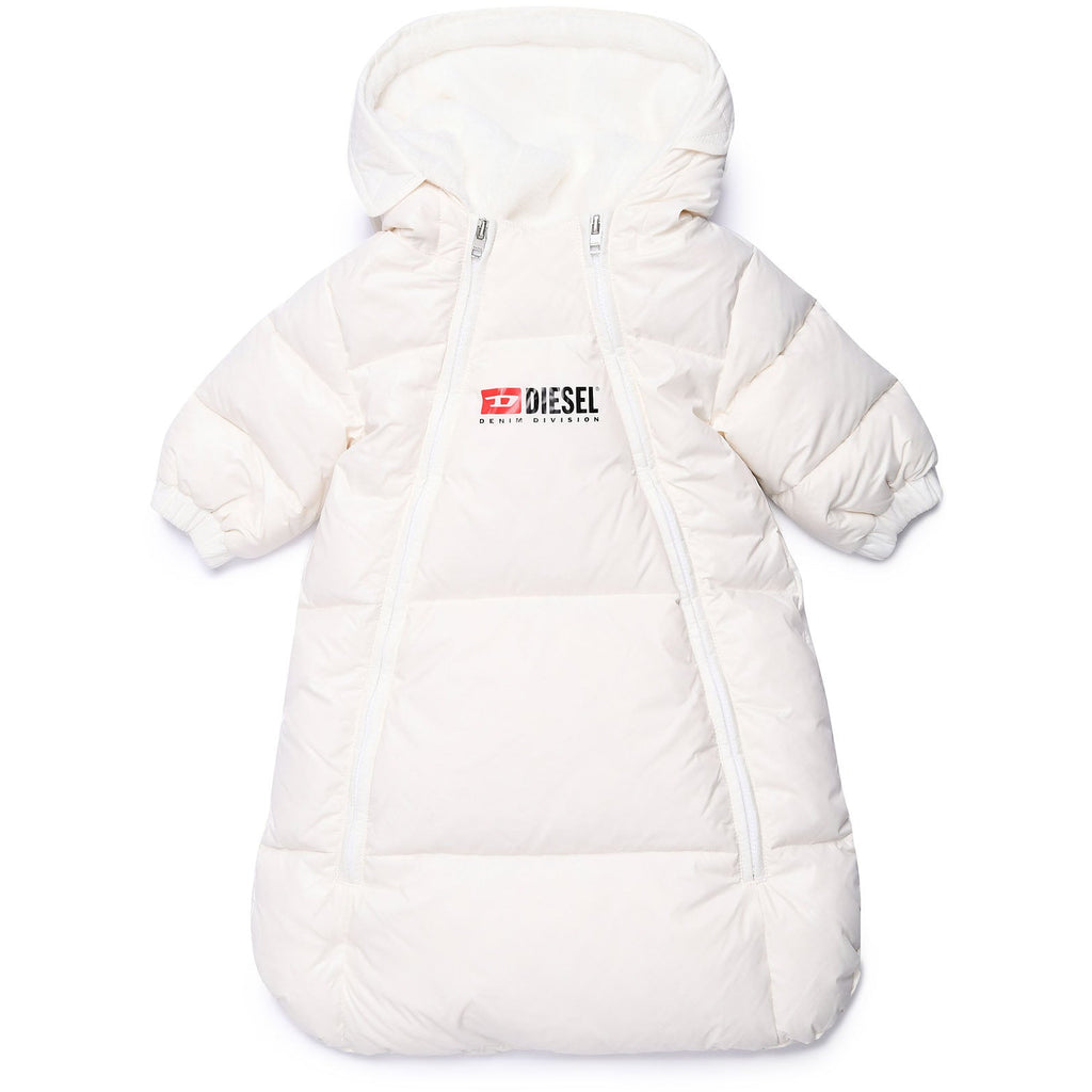 Diesel Babies White Sleeping Coat with Logo - AUS OUTLET