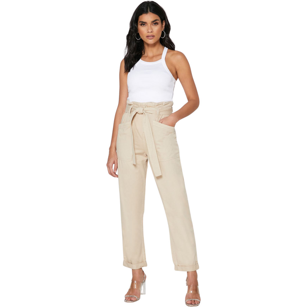 Topshop Women's Paperbag Trousers - Taupe/Beige - AUS OUTLET