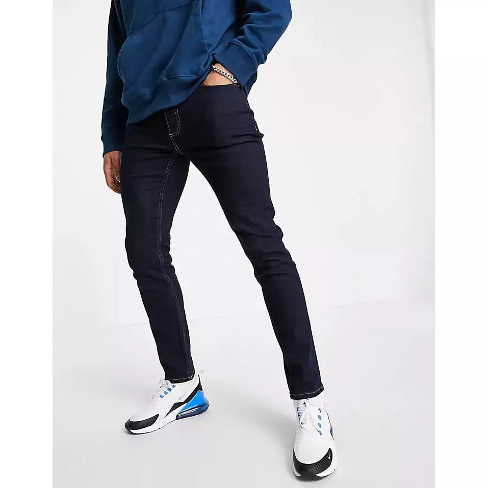 Topman Men's Raw Stretch Skinny Jeans - Dark Blue - AUS OUTLET