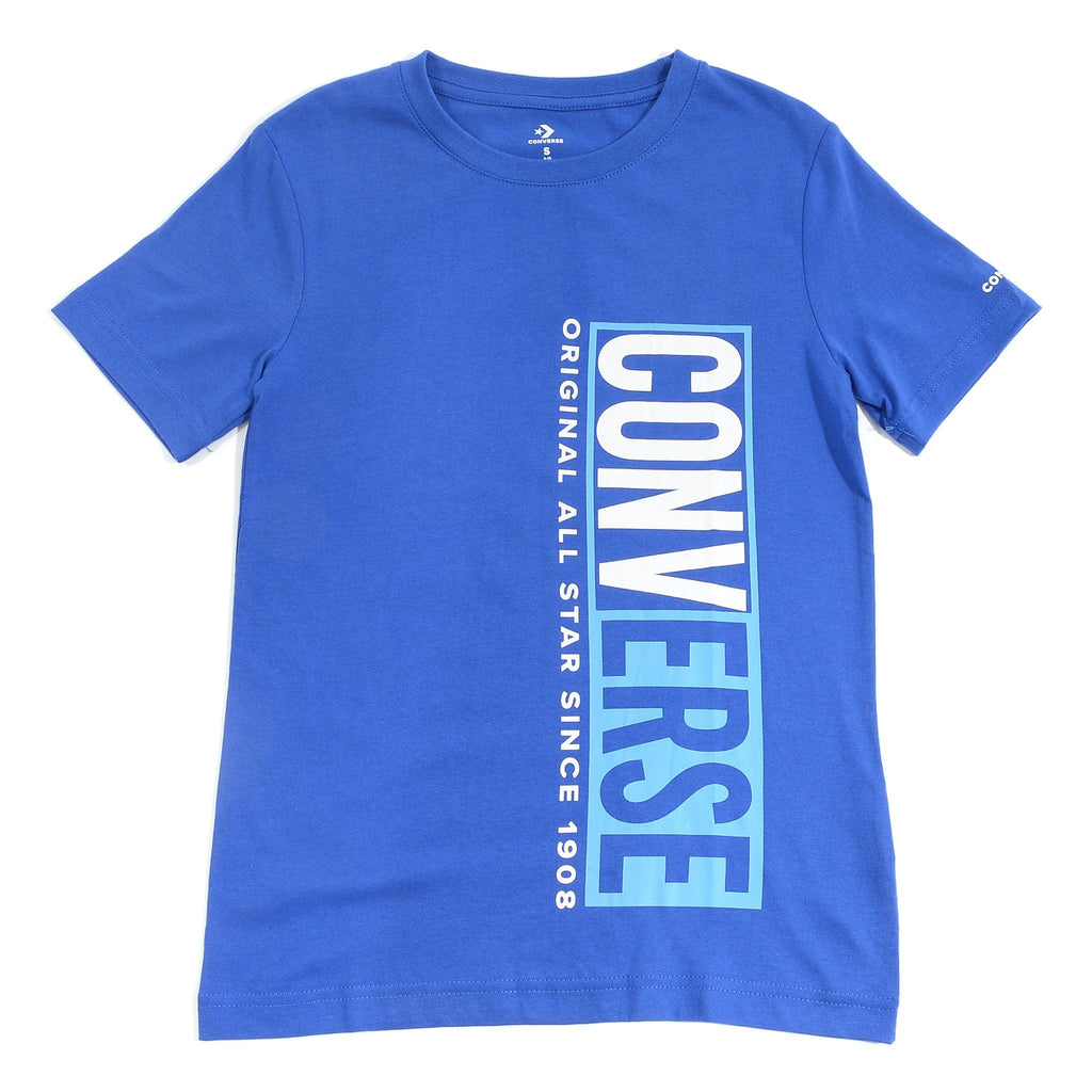 Converse Boy's Blue Split Box T-shirt with Logo - AUS OUTLET