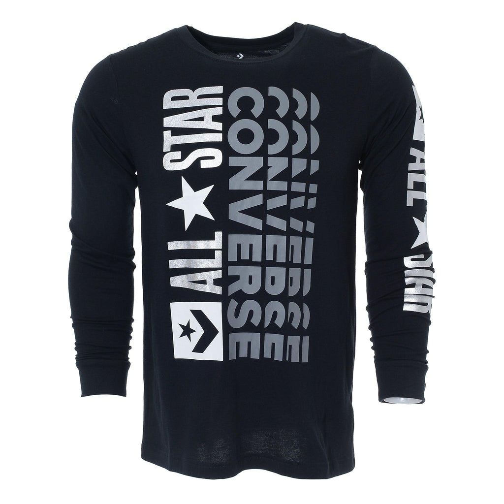 Converse Boy's Black Logo Remix Long Sleeve T-Shirt - AUS OUTLET