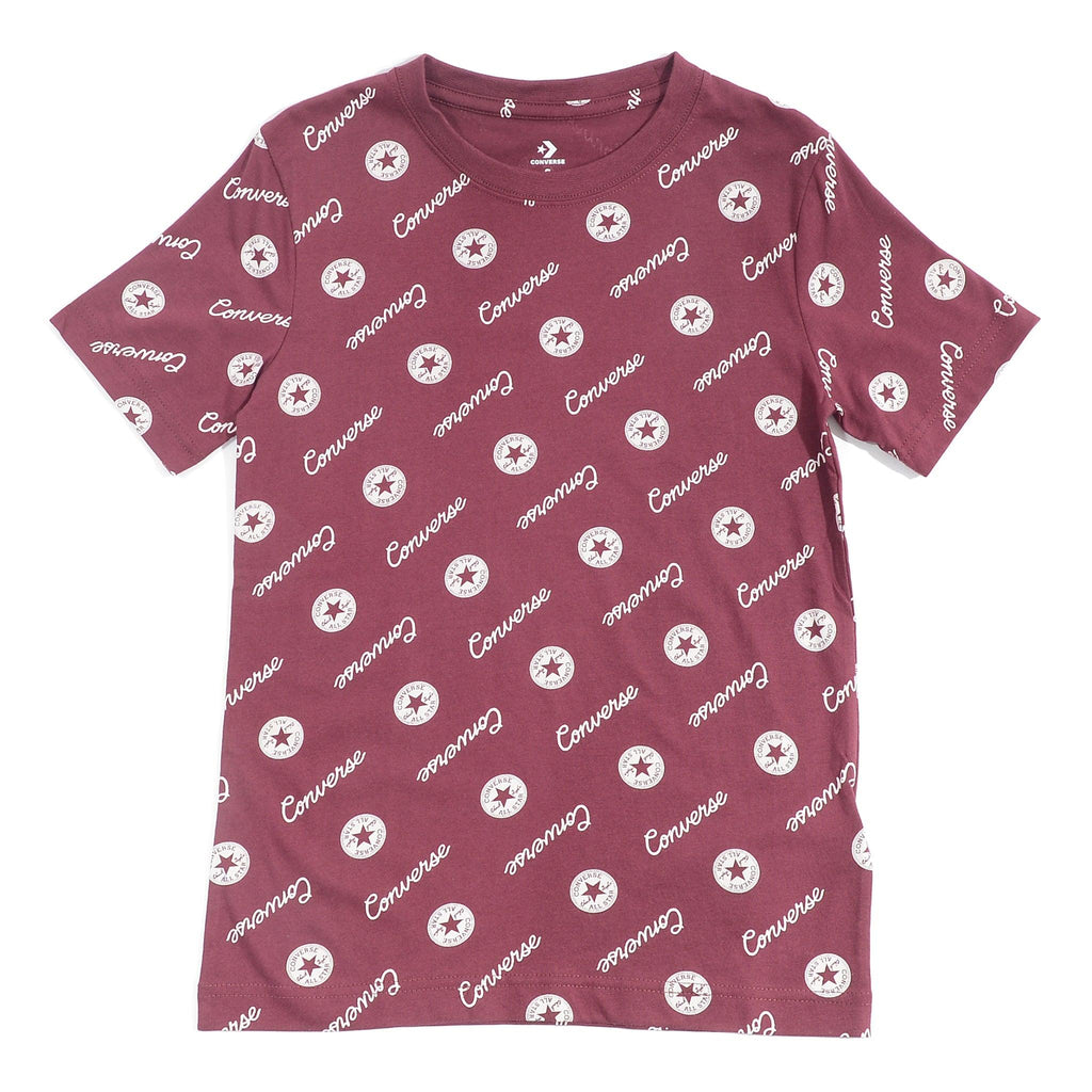 Converse Boy's Dark Burgundy Signature Printed T-Shirt - AUS OUTLET