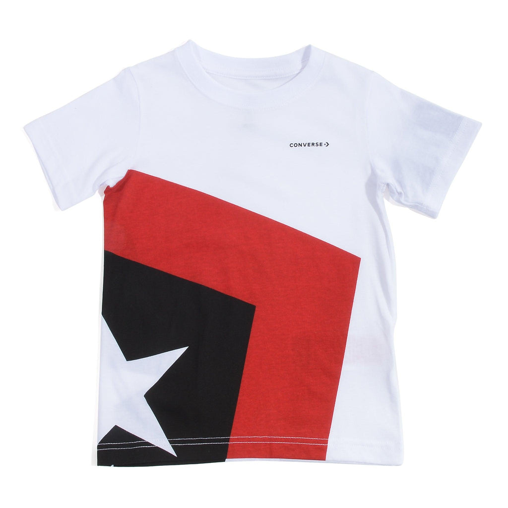 Converse Boy's White Spliced Star Chevron T-shirt - AUS OUTLET