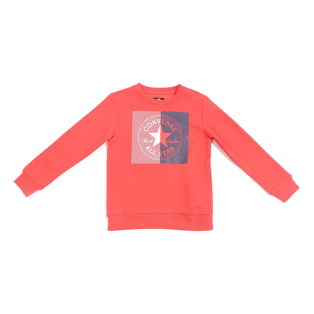 Converse Boy's Red Colour Block Crew Neck Long Sleeve Sweatshirt - AUS OUTLET