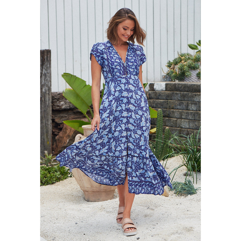 Jaase Waves Print Shirley Maxi Dress - AUS OUTLET