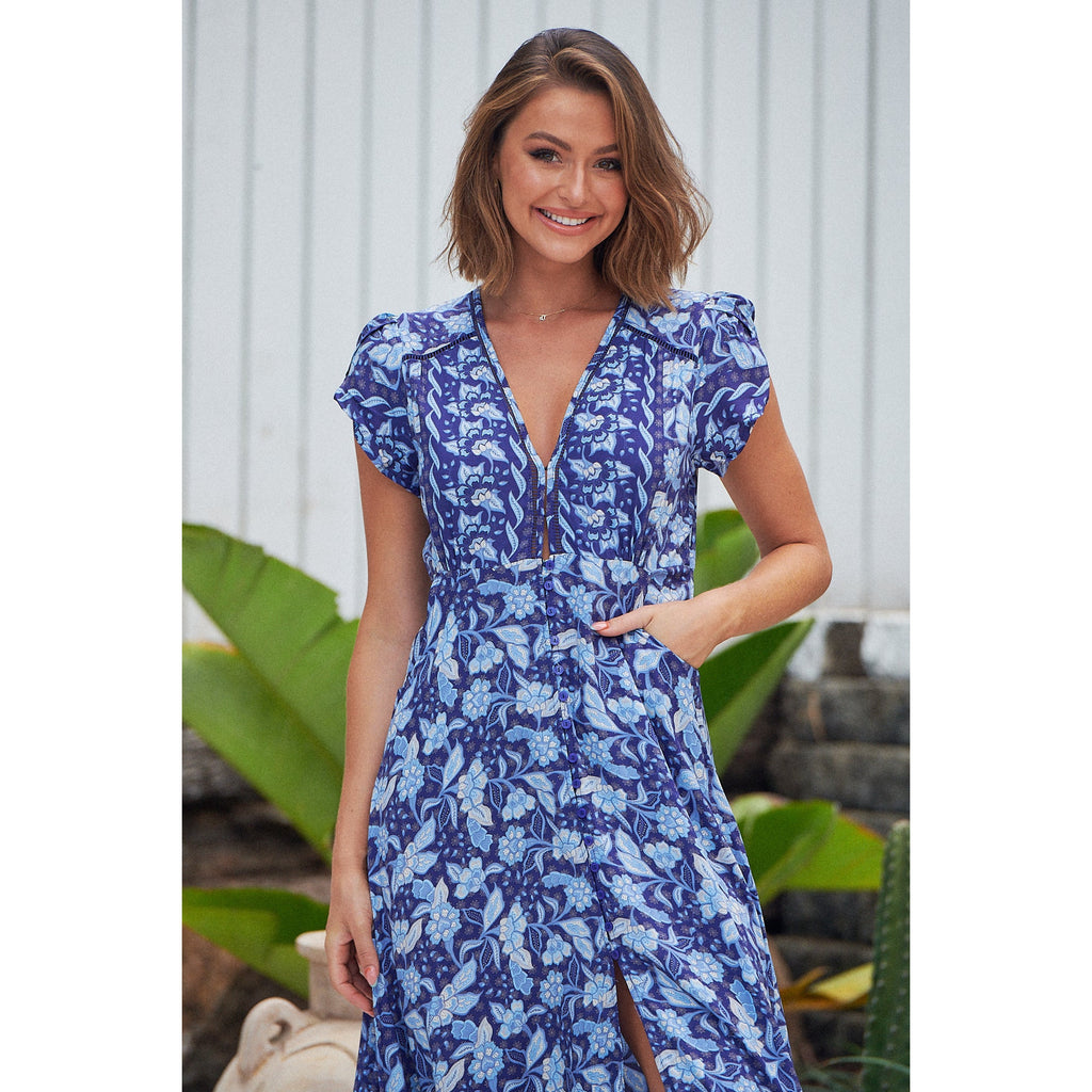 Jaase Waves Print Shirley Maxi Dress - AUS OUTLET