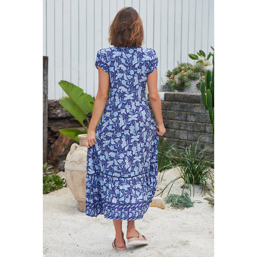 Jaase Waves Print Shirley Maxi Dress - AUS OUTLET