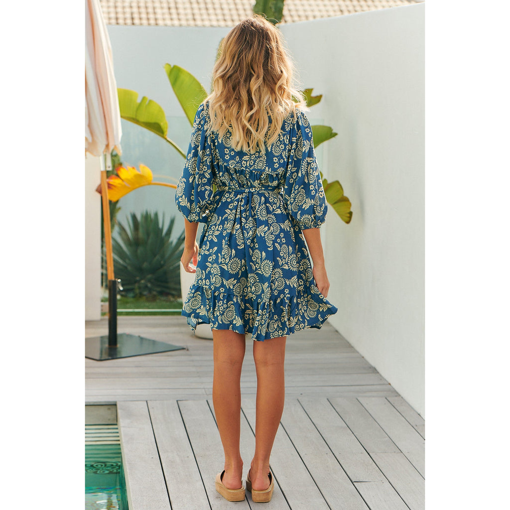 Jaase Day Dream Sea Print French Dress - AUS OUTLET