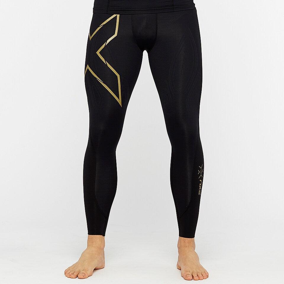2XU Men's Core Cross Training Compression Tights - Black / Gold - AUS OUTLET