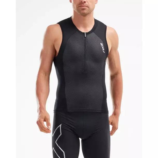 2XU Men's Compression Tri Singlet - Black - AUSOUTLET.com.au