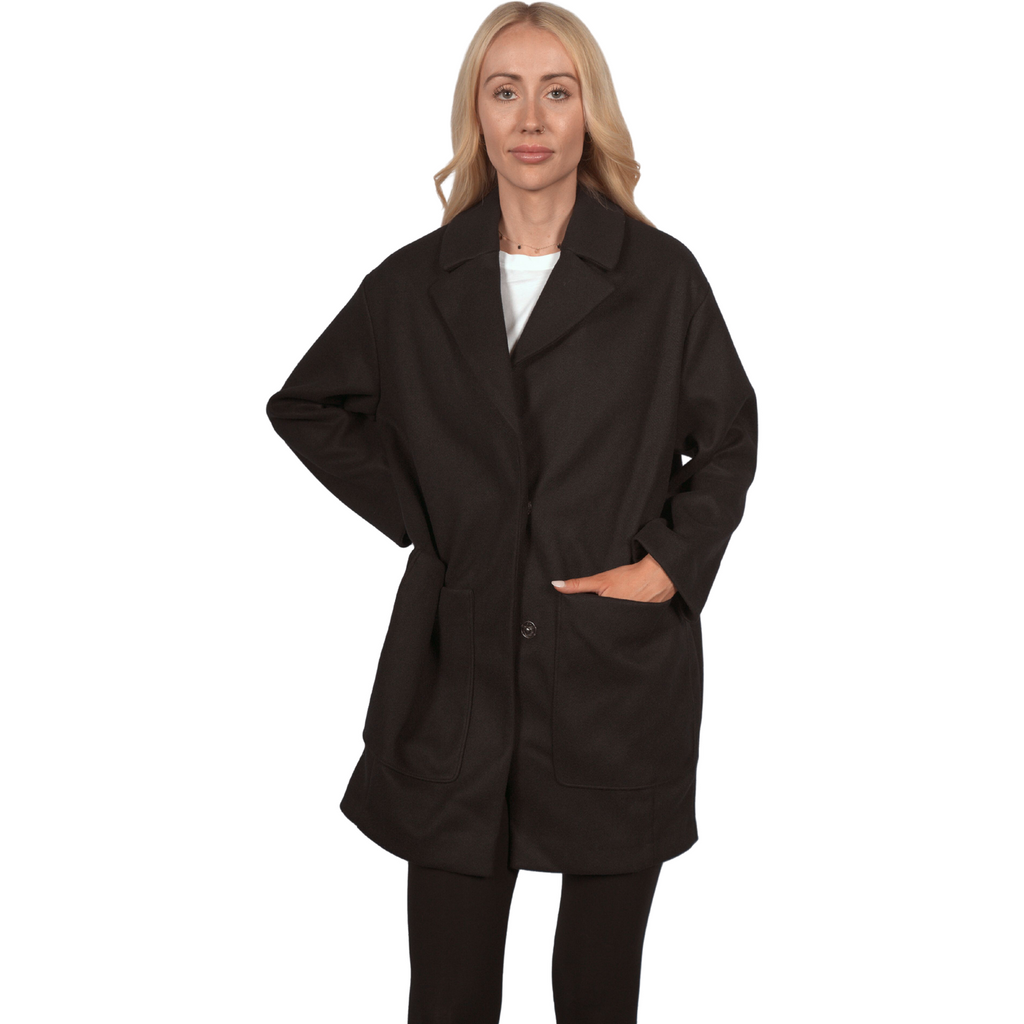 Topshop Women's Margo Crombie Coat - Black - AUS OUTLET