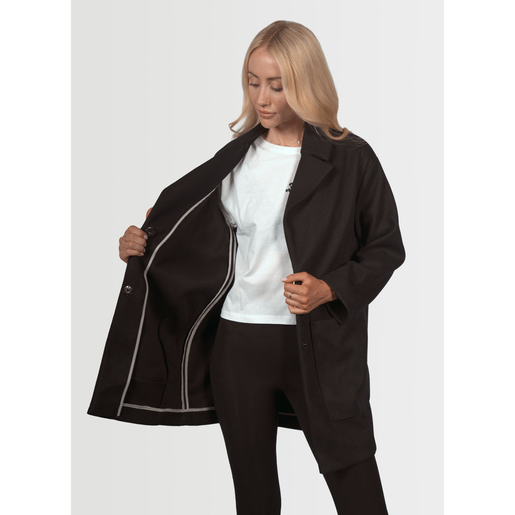 Topshop Women's Margo Crombie Coat - Black - AUS OUTLET