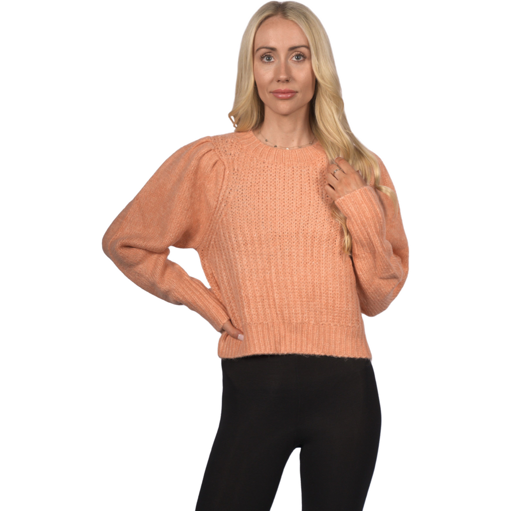 Topshop Women's Pleat Sleeve Crop Pullover - Orange - AUS OUTLET