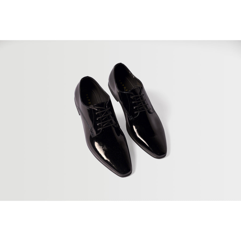 Topman Men's Briar Derby Black Patent Leather Lace Up Dress Shoes - AUS OUTLET