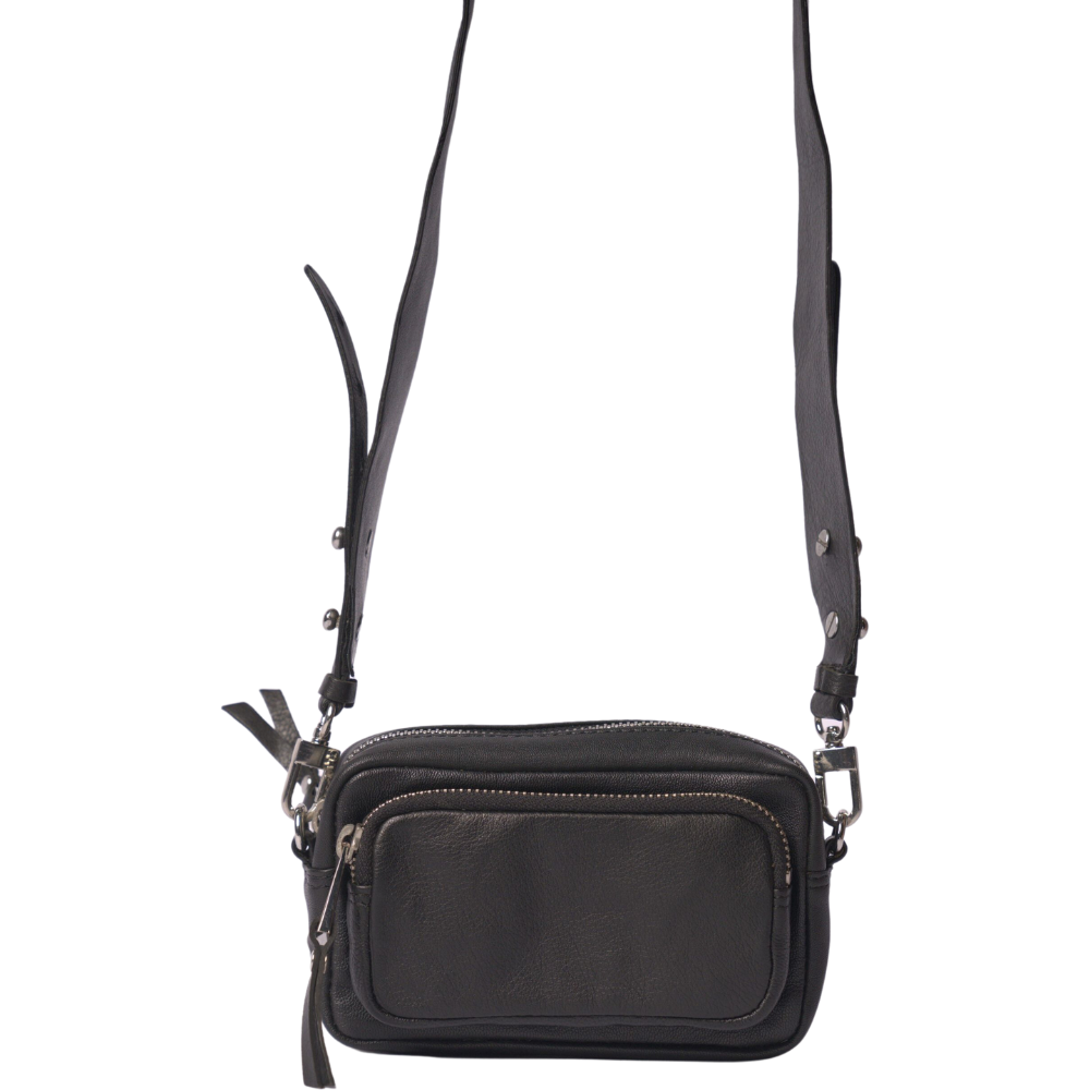 Topshop Women's Small Black Leather Crossbody Bag - AUS OUTLET
