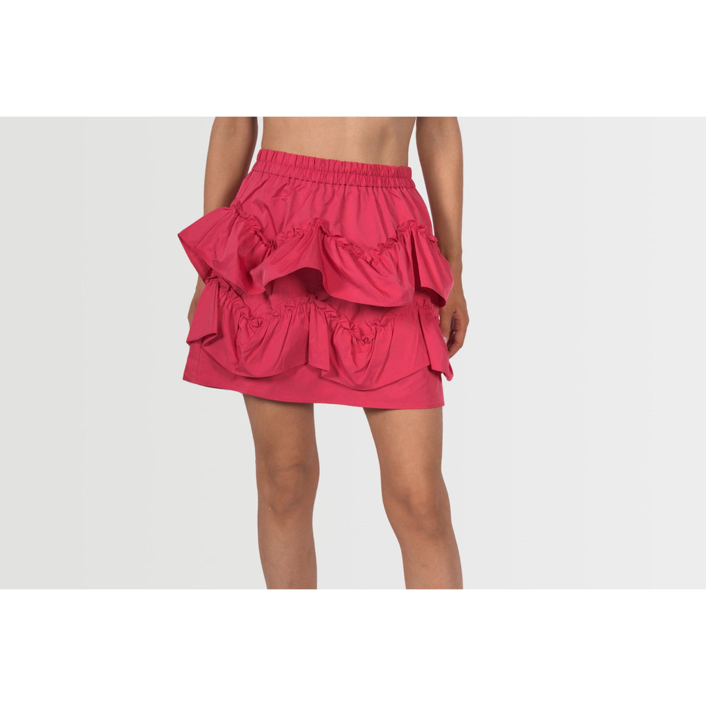 Topshop Women's Taffeta Ruffle Mini Skirt - Pink - AUS OUTLET