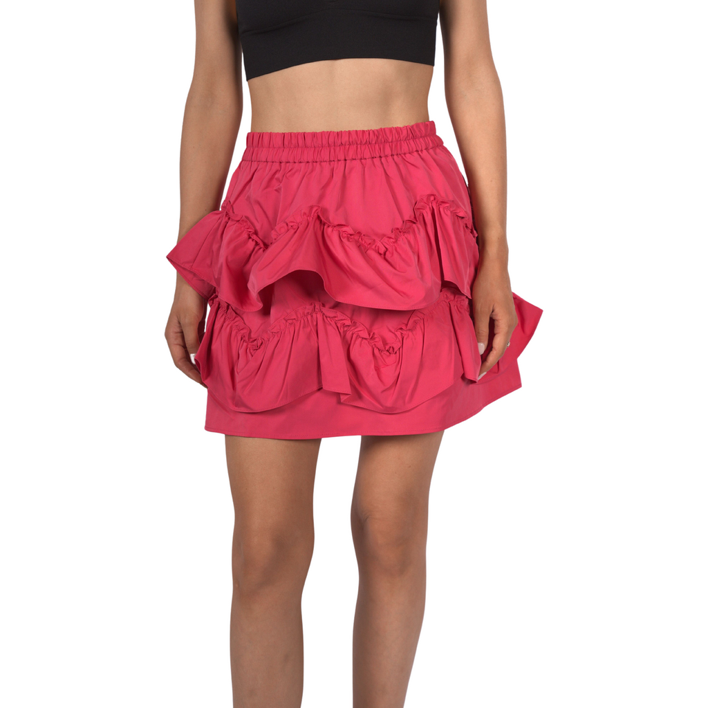 Topshop Women's Taffeta Ruffle Mini Skirt - Pink - AUS OUTLET
