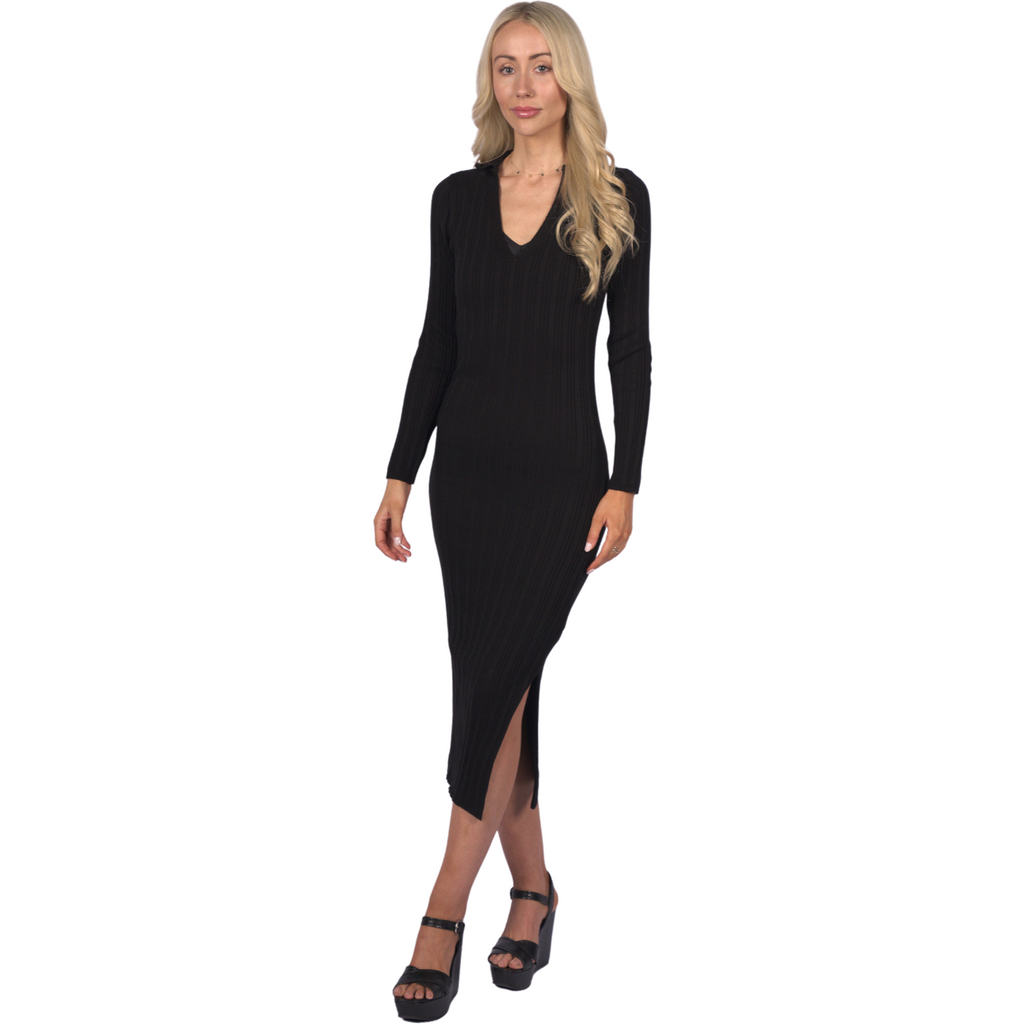 Miss Selfridge Women's Midi Long Sleeve Black Dress - AUS OUTLET