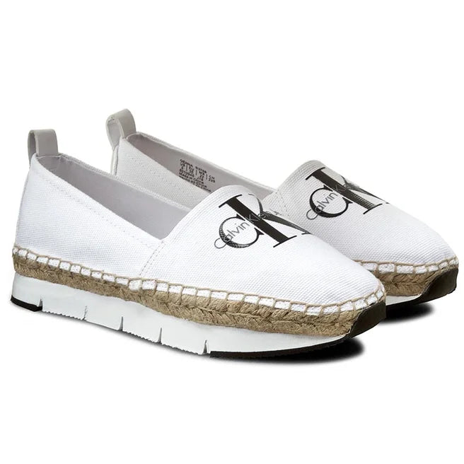 Calvin Klein Women's Genna Canvas Espadrilles - White - AUSOUTLET.com.au