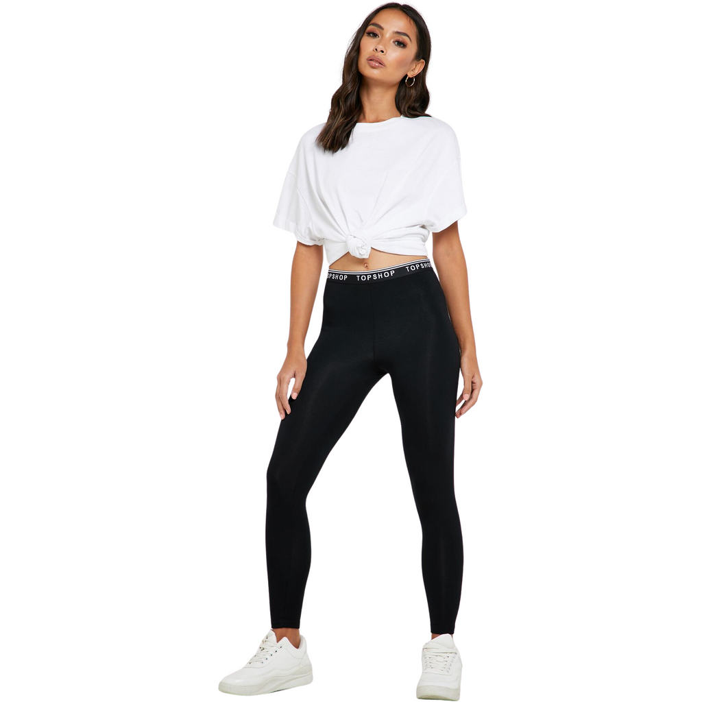 Topshop Women's Petite Logo Leggings - Black - AUS OUTLET